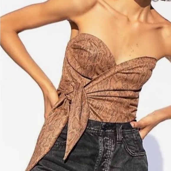 Free People Victoria Snake Print Tube Corset Top Sexy Sweetheart Neckline Small - Picture 1 of 11